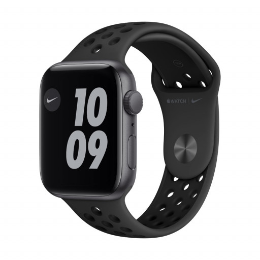 Apple Watch Nike SE GPS 44 mm – Aluminium i Stellargrå med Anthracite/Black Nike Sport Band