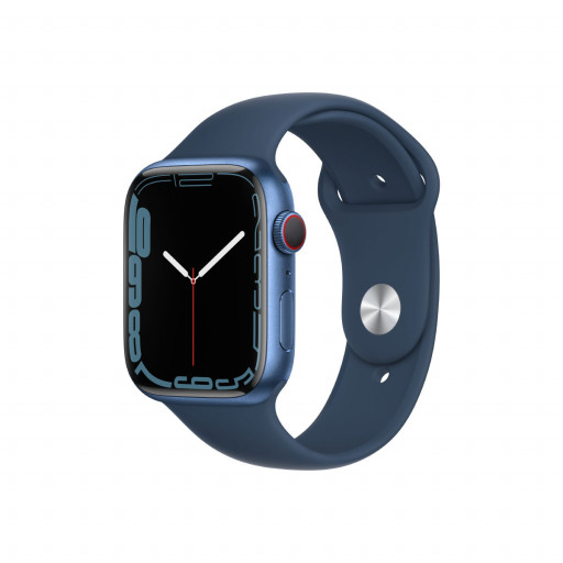 Apple Watch Series 7 Cellular 45 mm – Aluminium i Blå med Havdypblå Sport Band