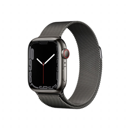 Apple Watch Series 7 Cellular 41 mm – Rustfritt stål i Grafitt med Grafitt Milanese Loop