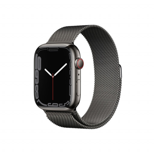 Apple Watch Series 7 Cellular 45 mm – Rustfritt stål i Grafitt med Grafitt Milanese Loop
