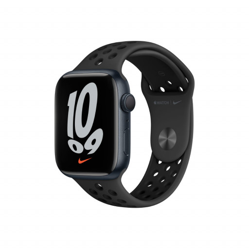 Apple Watch Nike Series 7 GPS 45 mm – Aluminium i Midnatt med Anthracite/Black Sport Band