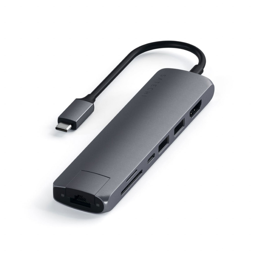 Satechi Slim USB-C MultiPort Adapter med Ethernet - Space Gray