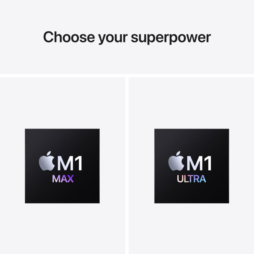Mac Studio: Apple M1 Ultra 20-kjerners CPU / 48-kjerners GPU / 1TB