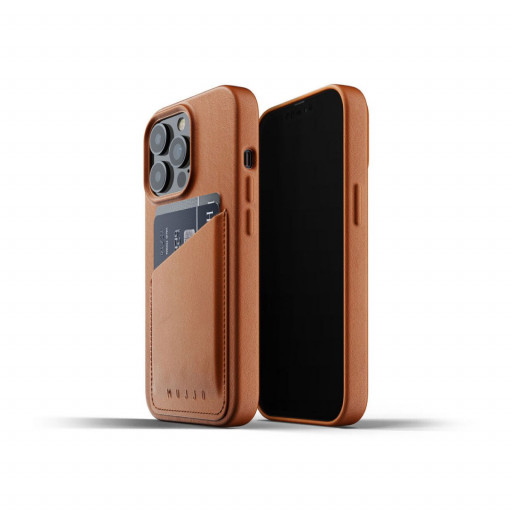 Mujjo Full Leather Wallet for iPhone 13 Pro – Tan