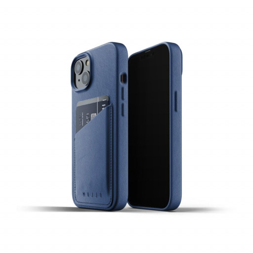 Mujjo Full Leather Wallet for iPhone 13 – Monaco Blå