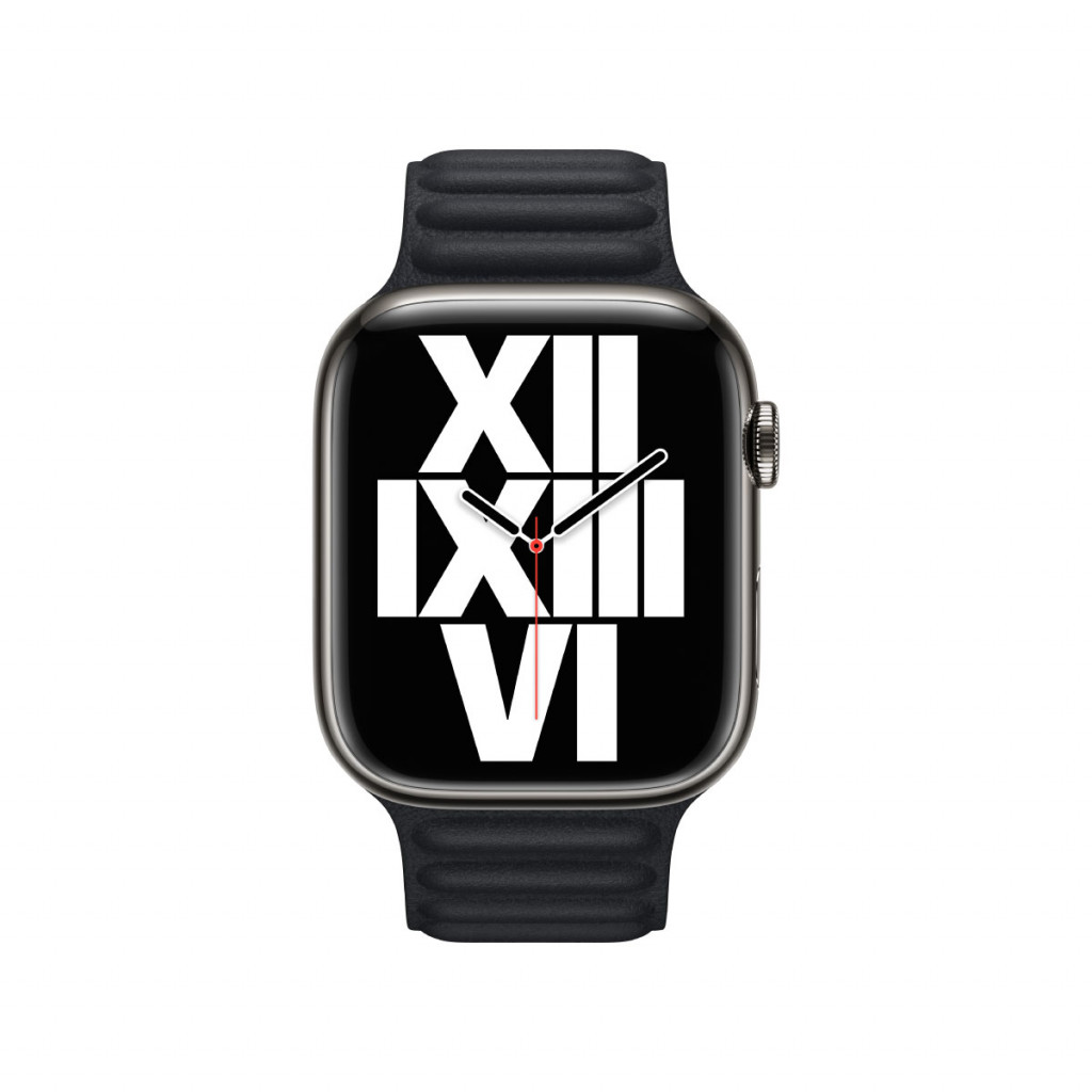 Apple Watch 45 mm Leather Link (S/M) - Midnatt